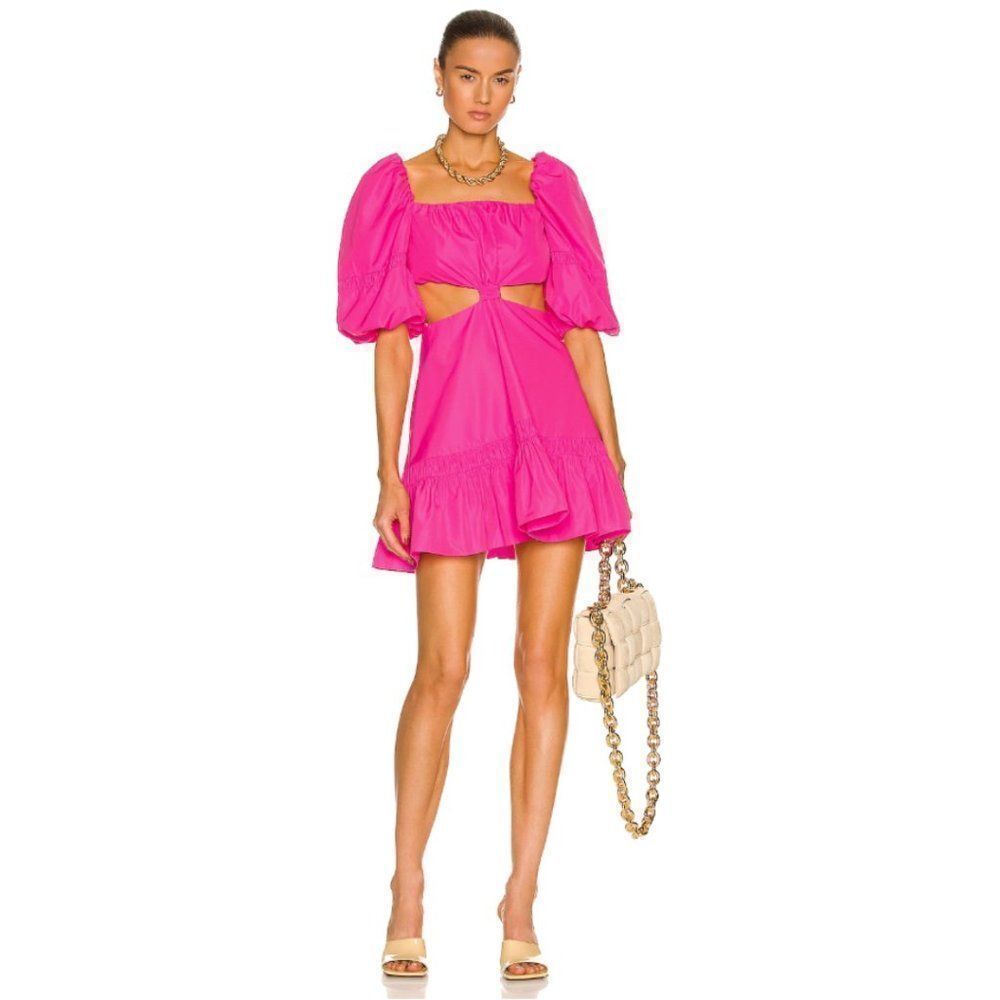Alexis Bertana Magenta Pink Cut Out Puff Sleeve Mini Dress  - Size XS